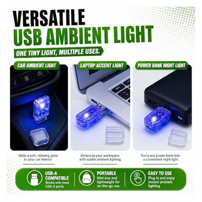 2PCS USB LED Car Night Light Bulb (Blue)