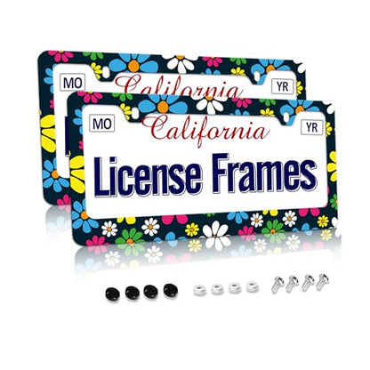 Hippie License Plate Frame Hippie Flower License Plate Covers (Hippie License Plate Frame / one size)