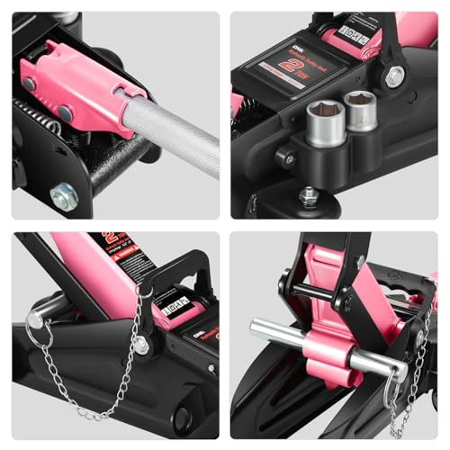 Floor Jack with Socket and Lock (Pink / 2 ton(w/ socket & losck))