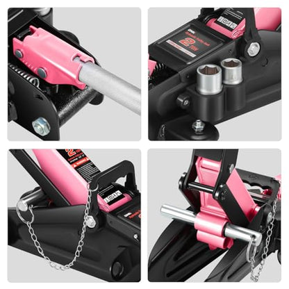 Floor Jack with Socket and Lock (Pink / 2 ton(w/ socket & losck))