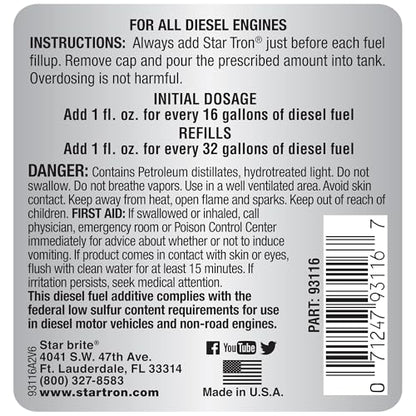 Star TRON Enzyme Fuel Treatment (16 Oz Treats 512 Gallons)