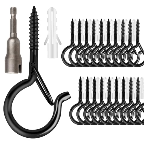 48 PCS Q Hanger Hooks with Safety Buckle (Black / 48 Pcs)