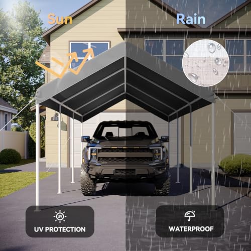 10x20 FT Carport (Gray / 10x20 FT)