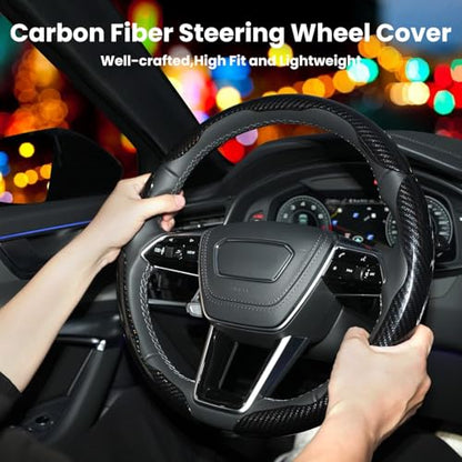 Carbon Fiber Steering Wheel Cover 3PCS Set (Black)