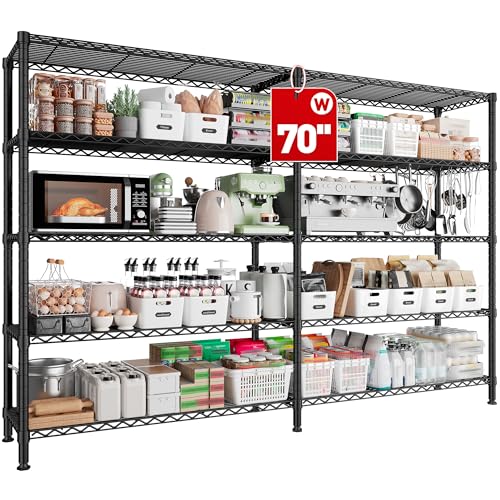 70" W Storage Shelves (Black-70" W*15.8" D*72.4" H)