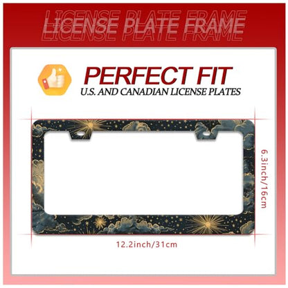 Beautiful Night Starry Sky License Plate Frame Nebula Stars License Plate Holder Funny Personalise Car Stainless Stee Decorative Parts for Standard Us Canada Vehicles 12x6 Inch for Women Men (Beautiful Night Starry Sky)