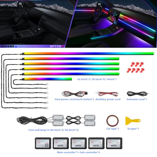 Acrylic Interior Car LED Strip Light with Wireless APP (dreamcolor 10 in 1)