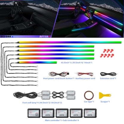 Acrylic Interior Car LED Strip Light with Wireless APP (dreamcolor 10 in 1)