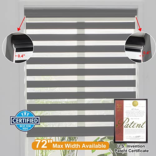 Cordless Zebra Blinds for Windows Free (34"w X 47"h / Black)