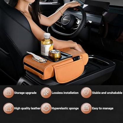 Automotive Armrests Car Console Organizer and Console Cover (Black + Red)