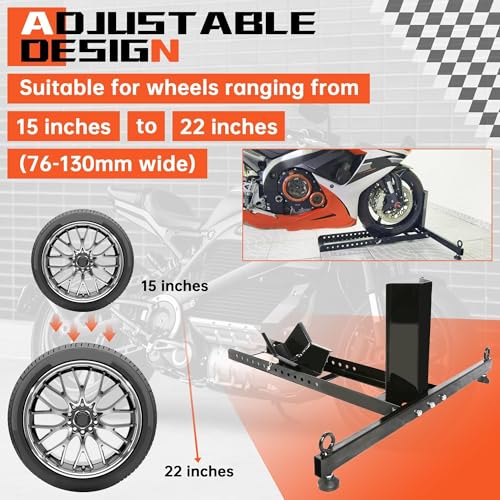 Adjustable Motorcycle Wheel Chock Stand Upright 1800lb Capacity (Black 1800 lbs)