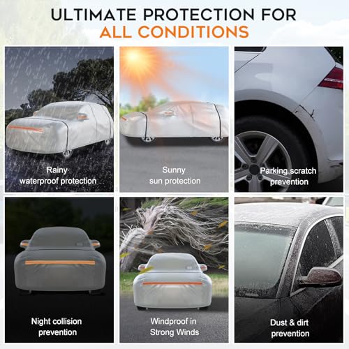 Heavy Duty SUV Car Cover Waterproof All Weather for Automobiles (Silver / Fit SUV-Length (Up To 189"))