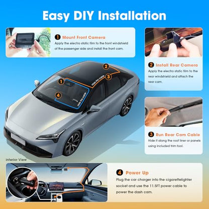Z60 4K+1080P Dual Dash Cam (Z60-64GB SD Card)