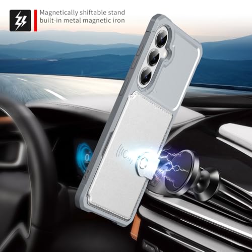 For Samsung Galaxy S26 Plus Card Holder Case (Silver / Galaxy S26 Plus)