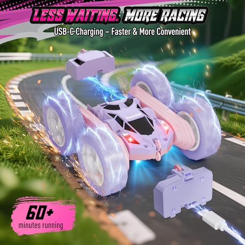 Remote Control Car for Girls (Pink&purple / Pro (USB-C & Modular Battery))