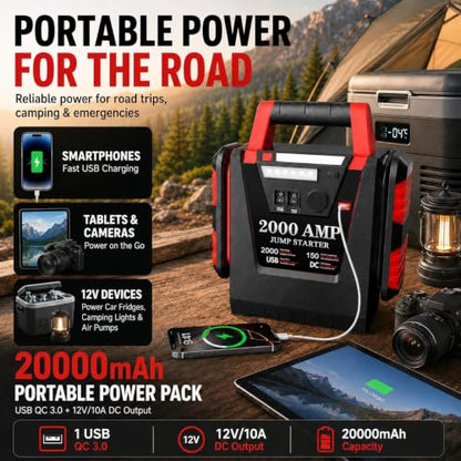 Jump Starter with Air Compressor (BLACK-2000A)