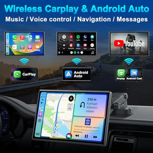 Wireless Portable 9'' Carplay Screen with 4K Dash Cam (9-Inch)
