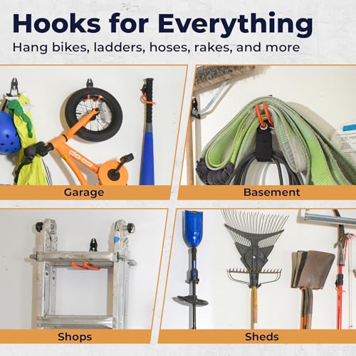 28 Pack Steel Heavy Duty Garage Hooks Storage Hooks with Anti (Black)