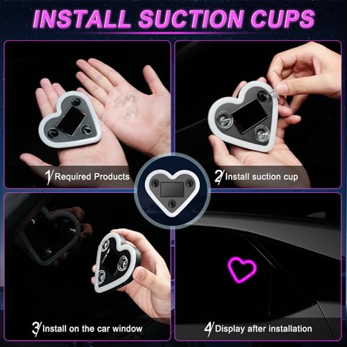 Heart Shaped Solar Powered Car LED Interior Ambient Light (Pink / 2PCS)