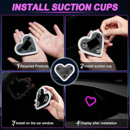 Heart Shaped Solar Powered Car LED Interior Ambient Light (Pink / 2PCS)