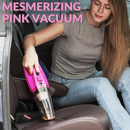 Car Cleaning Kit with High Power Car Vacuum Detailing Kit (Pink)