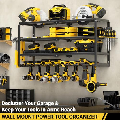 4 Layer Power Tool Organizer Wall Mount (32 Inch 8 Drills Holder)