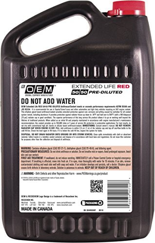 Recochem Asian Vehicles Premium Antifreeze 50 (50/50 pre-mix / Red)