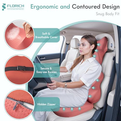 Car Seat Cushion and Lumbar Support Pillow for Office Chair Car (Red / 3 Pieces)