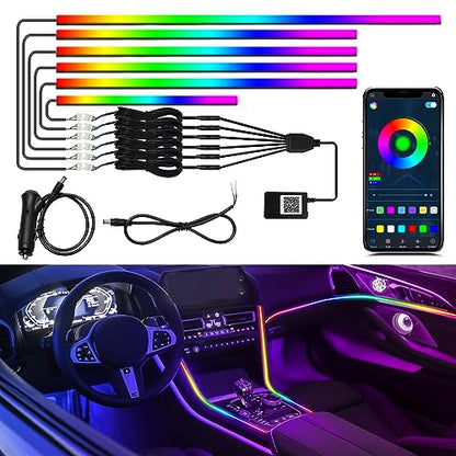 Dreamcolor 6 in 1 Car LED Strip Lights with APP Control and 213 Color Modes (6 lights)