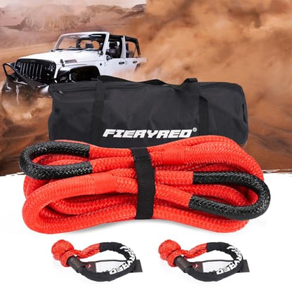 Kinetic Recovery Rope Kit with 2 Soft Shackles (Red / 1” x 30FT)