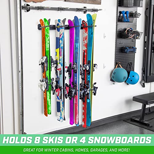 Wall Mounted Ski and Snowboard Storage Rack (8 Skis / Black)