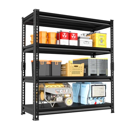 48" W Garage Shelving Heavy Duty (Black / 48"W×16"D×72"H)