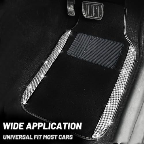 Bling Car Floor Mats Full Set (Silver Diamond / Car Floor Mats (4 Pieces))