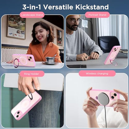 Magnetic Case for iPhone 15 with Stand (6.1" (for iPhone 15) / Pink)