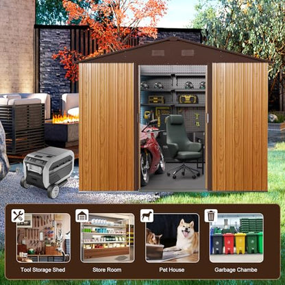 6x8 FT Outdoor Storage Shed (6x8 FT/No Window / Coffee)