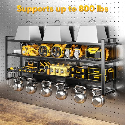 Power Tool Organizer Wall Mount with Charging Station (Black / 49" W)