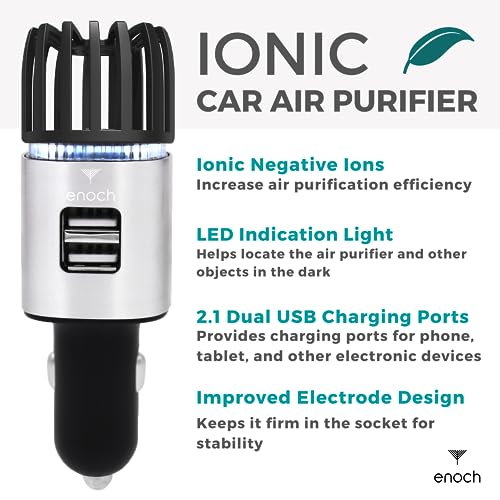 Car Air Purifier Premium Air Ionizer (Grey Silver)
