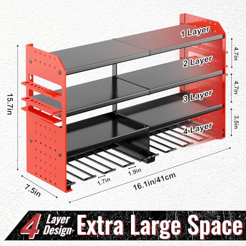 Power Tool Organizer Wall Mount (Red / 1PC 8 Drills Holder)