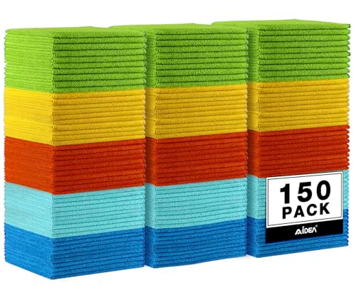 Microfiber Cleaning Cloth (Yellow Blue Green / 150PK)
