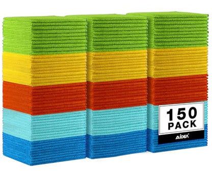 Microfiber Cleaning Cloth (Yellow Blue Green / 150PK)