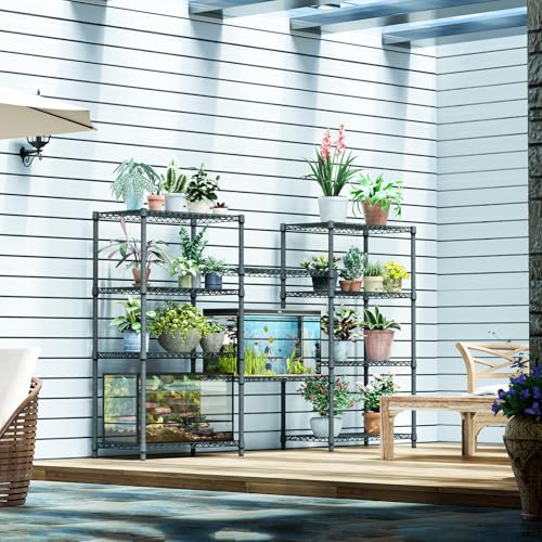 4 Tier Outdoor Metal Storage Shelving Unit (4 Tier, 17.7" D x 35.43" W x 59" H / Grey)