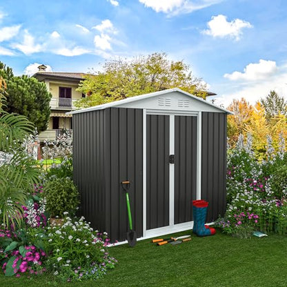6x4 FT Outdoor Storage Shed (6x4 FT / Gray)