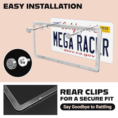 Sparkly Bling License Plate Frame for Women (1 Piece)