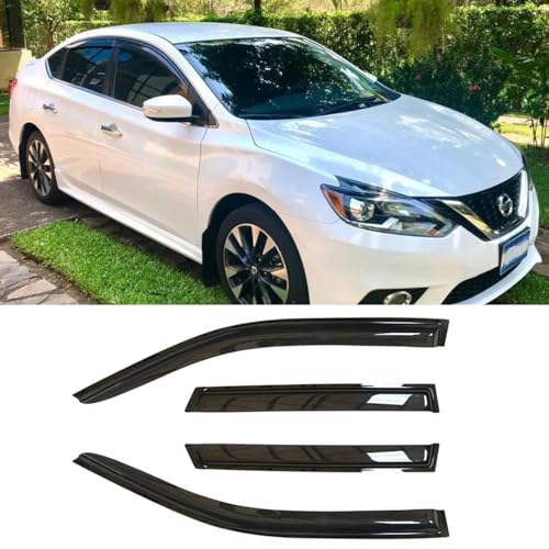 Window Visors Dark Smoke Rain Guards for 2013 (2013-2019 Sentra)