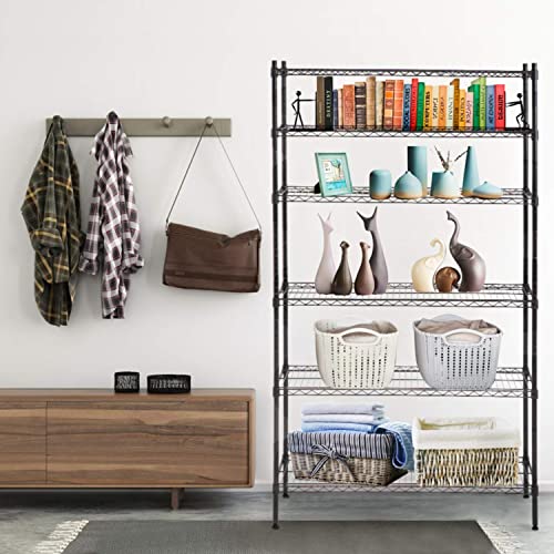 6 Tier Wire Shelf (Black / 42"D x 16"W x 72"H)