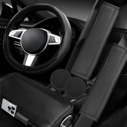 6 PCS Car Steering Wheel Cover Set (Steering Wheel Cover Set / Black)