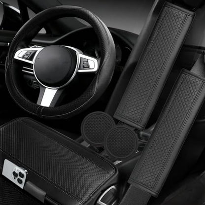 6 PCS Car Steering Wheel Cover Set (Steering Wheel Cover Set / Black)