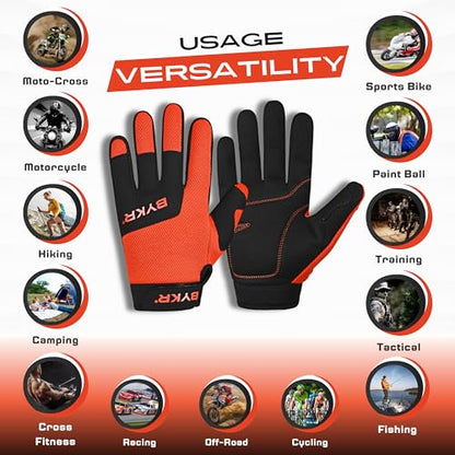 All Weather Motorcycle Gloves for Men & Women (Orange / Medium)