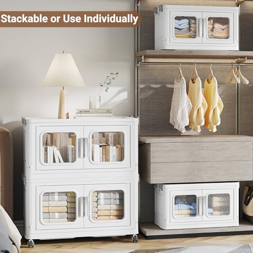 600 Qt Extra Large Stackable Storage Bin with Lids (White / 150QT-4pack)
