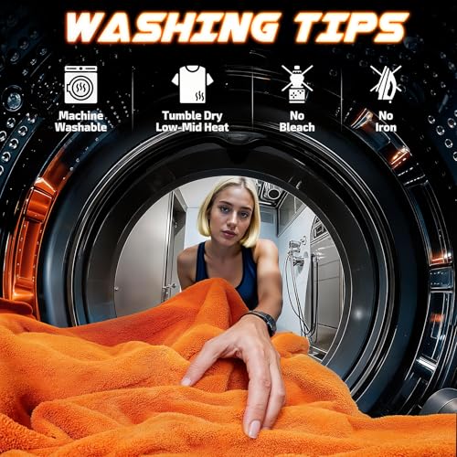 2 Pack 1200 GSM Car Drying Towels (Orange / Pack of 2)